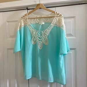 Turquoise sheer umgee blouse large